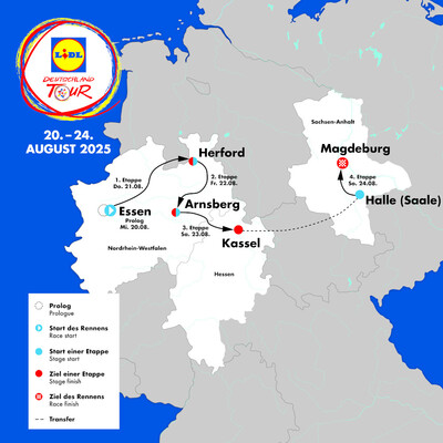 Foto zu dem Text "Von West nach Ost: Die Strecke der Lidl Deutschland Tour 2025"